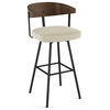 Amisco Quinton Counter and Bar Stool, Cream Boucle Polyester / Brown Wood / Black Metal, Counter Height