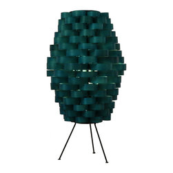 Bamboo Weave Table Lamp | Sea Blue - Table Lamps