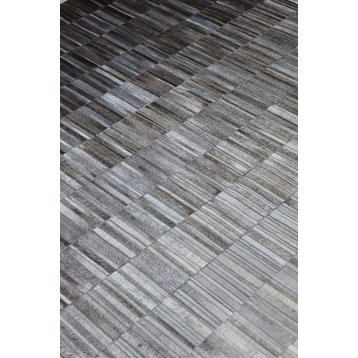 Modern Leather Rug, Patch of Grays Fade Rug by  Linie Design, 6'6"X9'8"