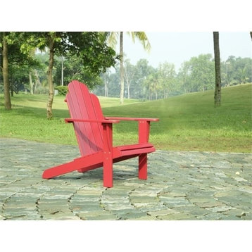 Hawthorne Collections Traditional Wood Outdoor Chair with Arm Rests in Red