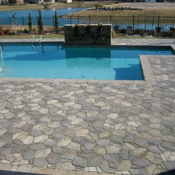 Pool Pavers with Raised Planter Beds