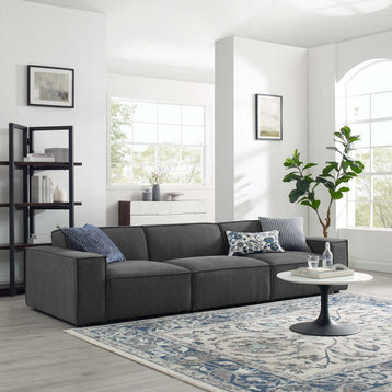 Modular Sofa, Charcoal Gray, Fabric, Modern, Lounge Cafe Hotel Hospitality
