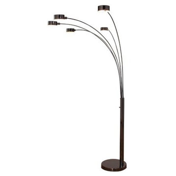 Micah LED 5 Arched Floor Lamp With Dimmer, Jet Black