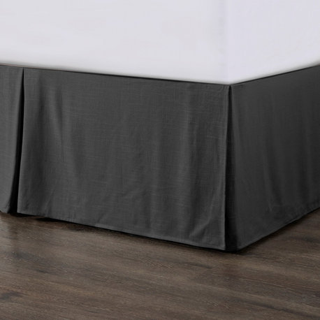 Tailored Linen Bed Skirt, Queen, Slate