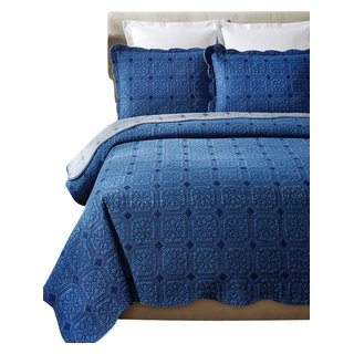 Denim Diamond Cotton Quilt Set - Contemporary - Quilts And Quilt Sets - by  SeventhStaRetail | Houzz