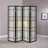 Coaster Traditional Wood Four Panels Floral Folding Room Divider in Black