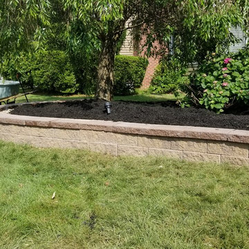 Block Retaining Garden Wall - Cambridge Sigma 8 - Toffee / Onyx with Mocha Cap