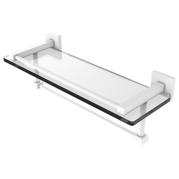 Montero 16" Glass Shelf with Towel Bar, Matte White