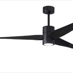 Matthews Fan - Super Janet 60" Ceiling Fan, LED Light Kit, Matte Black/Matte Black - The Super Janet's remarkable design and solid construction in cast aluminum and heavy stamped steel make it the heroine in any commercial or residential space. Moving air with barely a whisper, its efficient DC motor turns solid wood blades. An eco-conscious LED light kit with light cover completes the package.