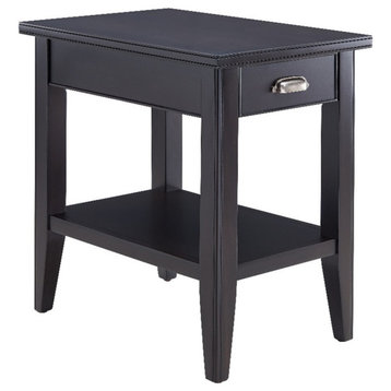 Leick Furniture Laurent 24"H Chairside Table with Drawer & Shelf in Black