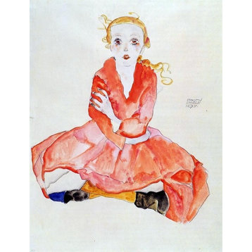 Egon Schiele Seated Girl Facing Front, 21"x28" Wall Decal