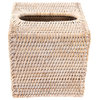 Artifacts Rattan Column Tissue Box Cover, White Wash