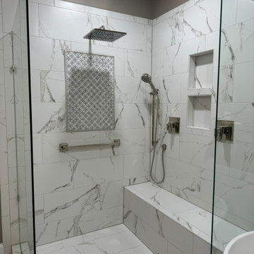 Bright and Inviting Bathroom Remodel: Barrier-Free Shower & Free-Standing Tub