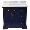 Sydney 36" Bathroom Vanity, Royal Blue, Carrara Marble