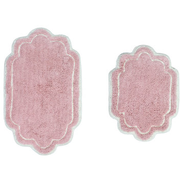 Allure Collection Absorbent Cotton Machine Washable Rug, 2-Piece Set, Pink