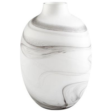 Moon Mist Vase in White And Black Swirl