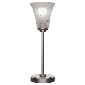 Luna 1-Light Table Lamp, Graphite/Fluted Frosted Crystal