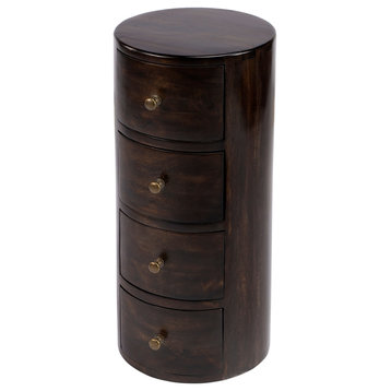 Butler Liam Wood End Table With Storage, Dark Brown
