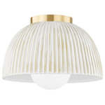 Mitzi - Eloise 1 Light Flush Mount, White - Refined yet casual, the Eloise Flush Mount is our newest coastal crush. The ceramic shade is full of nuance, with an earthy texture popping off the fluted form. A simple aged brass canopy grounds the piece, lending a polished quality to the design.