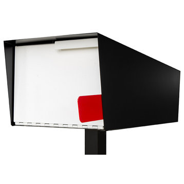 Locking Modern Mailbox, Post Mounted Modern Mailbox, Black/White, Post Included
