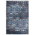 Jaipur Living - Vibe Izar Trellis Blue and Red Area Rug, Blue and White, 8'x10' - The Borealis is a stellar study in color, movement, and texture. The Izar rug melds traditional motifs with a brilliant blue, white, and gray colorway for a contemporary expression of style. Made of durable polypropylene, this vibrant power-loomed rug is easy-care and perfect for high-traffic rooms in the home.