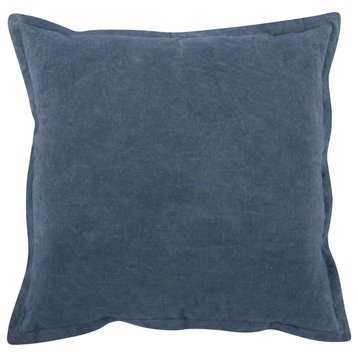 Amy 100% Linen 22" Square Throw Pillow, Blue