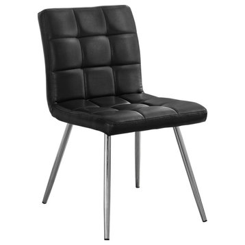 47" X 37" X 63" Black Foam Metal Polyurethane Leather Look  Dining Chairs 2Pcs