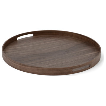 Wooden Round Tray | Wireworks Busboy 450, Walnut