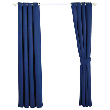 Serenta Black Out Curtains 4 Piece Sets, Dark Blue, 54" X 96"