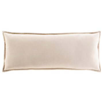 Cotton Velvet CV-031 Pillow Cover, Beige, 12"x30", Pillow Cover Only
