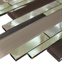 Silver Aliminum, Brown, White and Grey Glass and Matte Black Mosaic Tile Random - Home Accessories & Decor