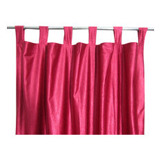 Consigned Maroon Tab Top Sari Curtain / Drape / Panel