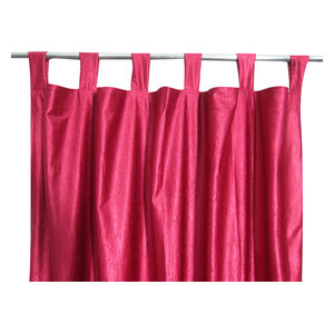 Mogul Interior - Consigned Maroon Tab Top Sari Curtain / Drape / Panel - Curtains