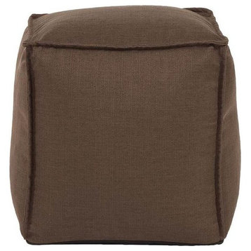 HOWARD ELLIOTT Pouf Ottoman Square Brown Polyester Poly Removable