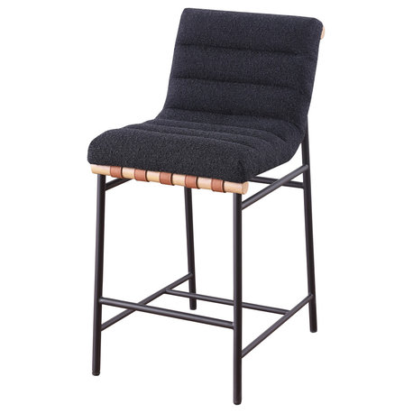 Lahni Boucle Fabric Counter Height Chair, Black
