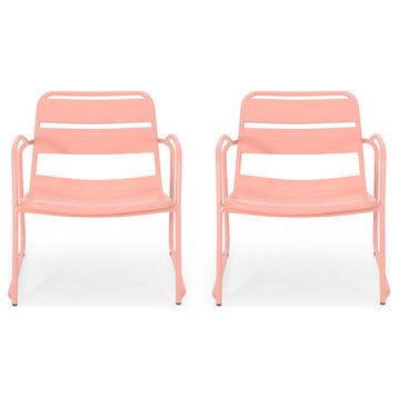 Angelo Outdoor Dining Chair, Set of 2, Matte Coral