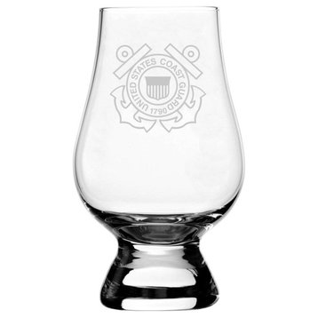 United States Coast Guard Etched Glencairn Crystal Whiskey Glass