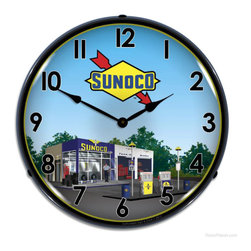 Sunoco Station Retro Lighted Clock | Wall Clocks | RetroPlanet.com - Wall Clocks