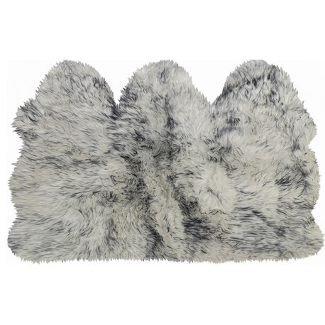 New Zealand Triple Sheepskin Rug 3'x5', Gradient Gray