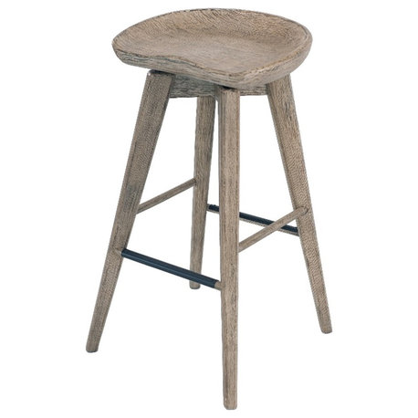 Boraam Wood Bali Bar Height Swivel Barstool in Barnwood Wire-Brush Brown finish