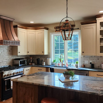Rustic Hickory, Paint and Glaze with Copper range hood