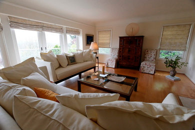 Elegant living room photo in Portland