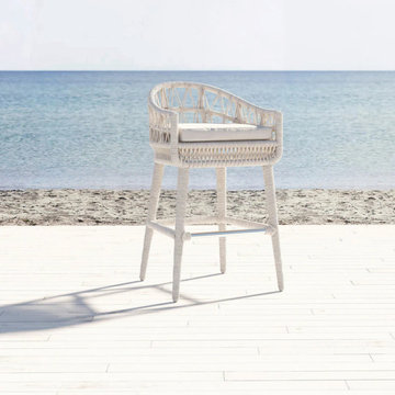 Sunset West Dana Rope Bar Stool with cushions