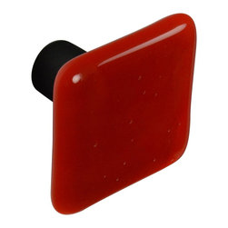 CKP - Art Glass Knob, Tomato Red, Oil-Rubbed Bronze Base - Cabinet And Drawer Knobs