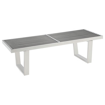 Sauna 4' Stainless Steel Bench, Silver