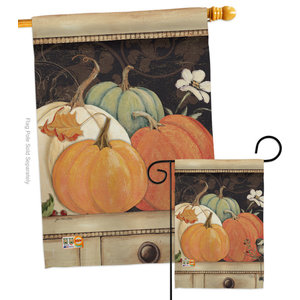 October Pumpkins Fall Seasonal House Flag 28 X40 Farmhouse Flags And Flagpoles By Breeze Decor