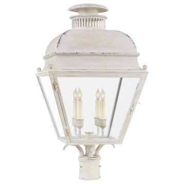 Holborn Medium Post Light in Old White with Clear Glass