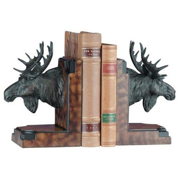 Bookends Bookend MOUNTAIN Lodge Moose Head Resin Hand-Cast