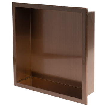 ABNP1616-BC 16" x 16" Brushed Copper PVD Steel Square Single Shelf Shower Niche