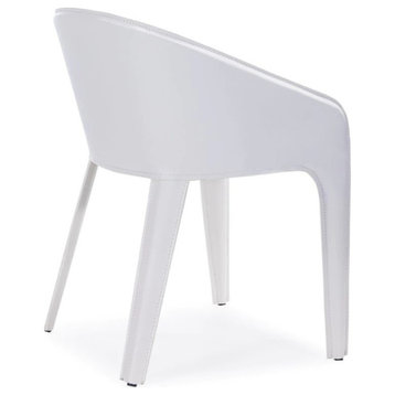 Augesteen Arm Dining Chair, White Fully Upholstered, Regenerated Leather